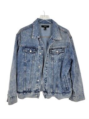 Forever 21 90's Oversized Acid Wash Denim Jean Jacket Women Size S